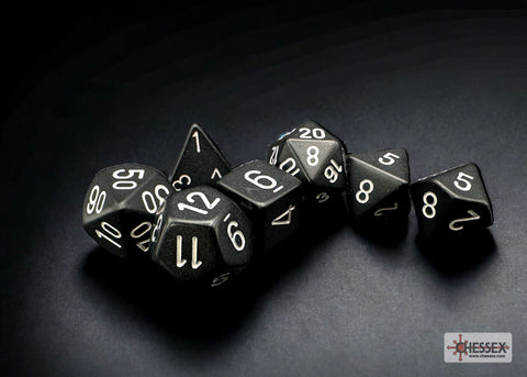 Chessex: Opaque Black/white Polyhedral 7-Dice Set