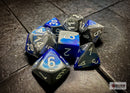 Gemini Blue-Steel/white Polyhedral 7-Dice Set