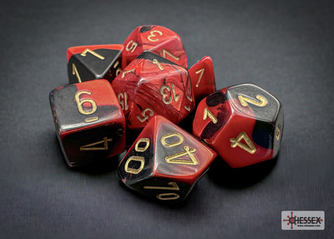 Chessex: Gemini Black-Red/gold Polyhedral 7-Dice Set
