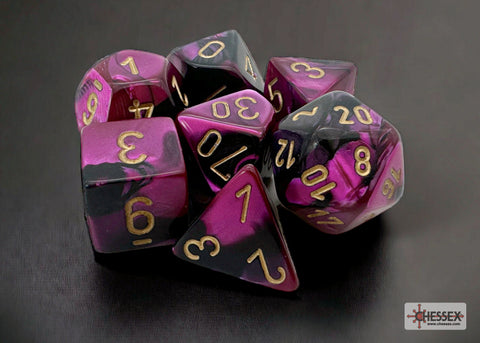 Chessex: Gemini Black-Purple/gold Polyhedral 7-Dice Set