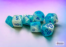Gemini Pearl Turquoise-White/blue Luminary Polyhedral 7-Dice Set
