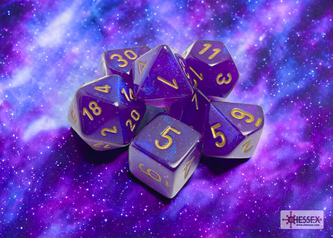 Chessex: Borealis Royal Purple/gold Luminary Polyhedral 7-Dice Set