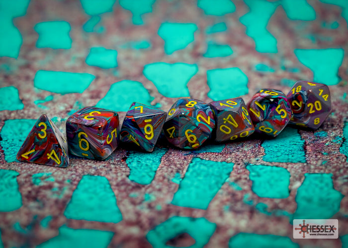 Festive Mosaic/yellow Polyhedral 7-Dice Set