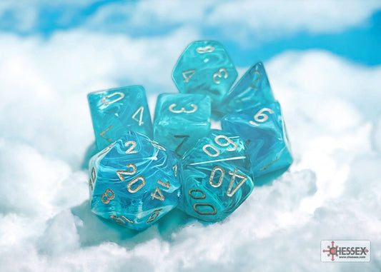 Cirrus Aqua/silver Polyhedral 7-Dice Set