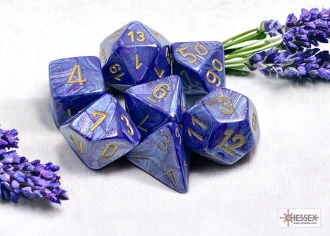 Lustrous Purple/gold Polyhedral 7-Dice Set