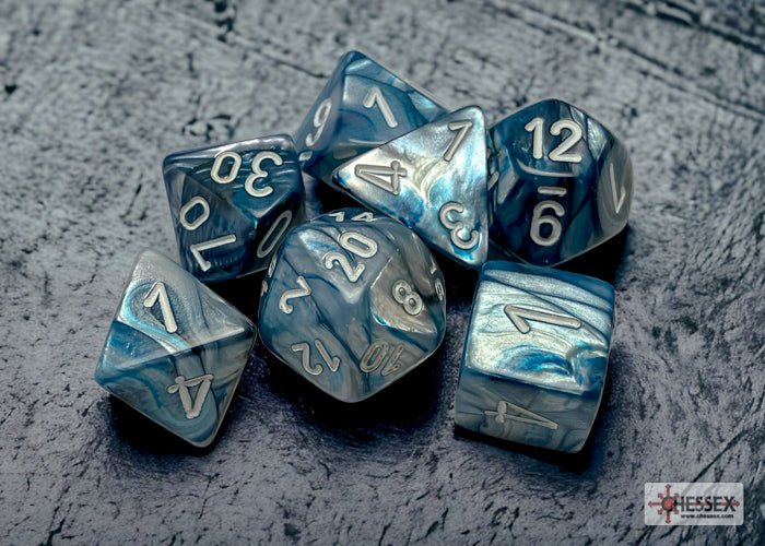 Lustrous Slate/white Polyhedral 7-Dice Set
