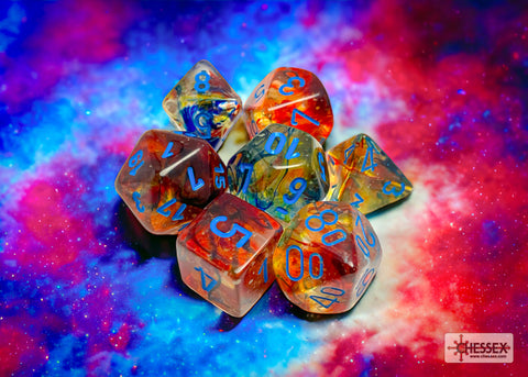 Nebula Primary/blue Luminary Polyhedral 7-Dice Set