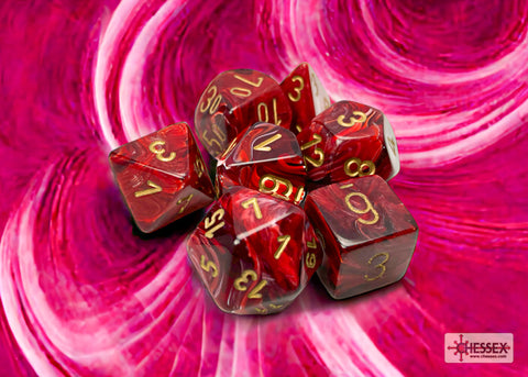 Vortex Burgundy/gold Polyhedral 7-Dice Set