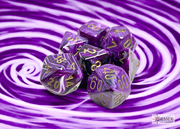 Vortex Purple/gold Polyhedral 7-Dice Set