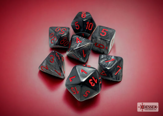 Velvet Black/red Polyhedral 7-Dice Set