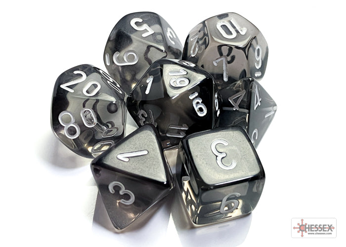 Translucent Smoke/white Polyhedral 7-Dice Set