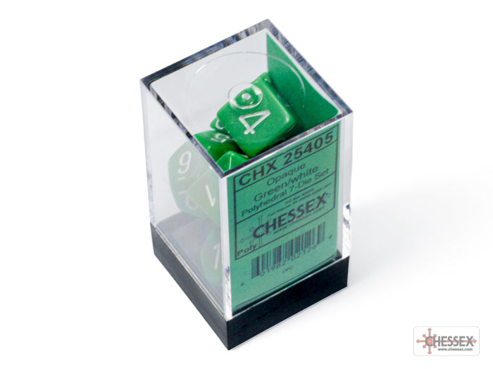 Opaque Green/white Polyhedral 7-Dice Set