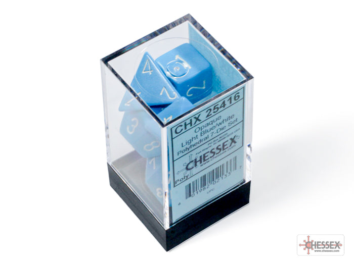 Opaque Light Blue/white Polyhedral 7-Dice Set