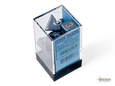 Opaque Dusty Blue/copper Polyhedral 7-Dice Set