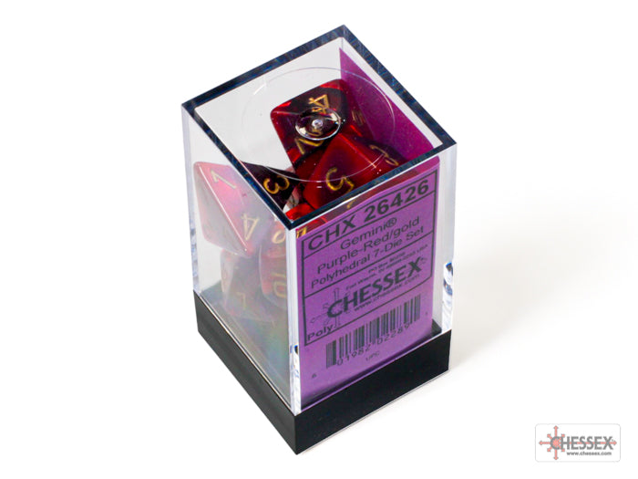 Gemini Purple-Red/gold Polyhedral 7-Dice Set