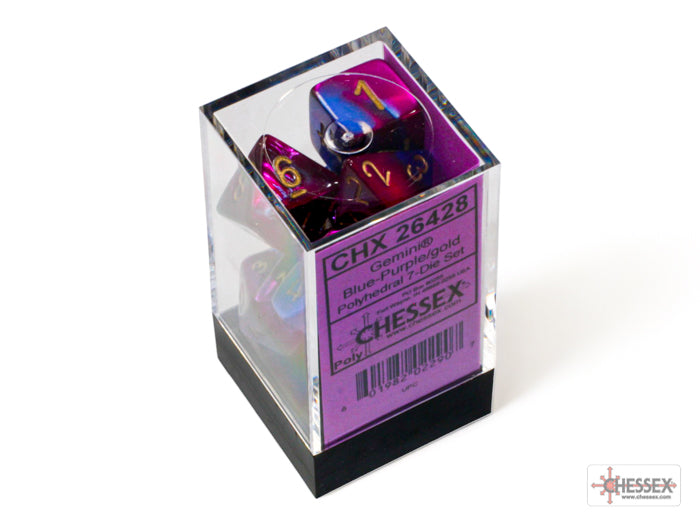 Chessex: Gemini Blue-Purple/gold Polyhedral 7-Dice Set