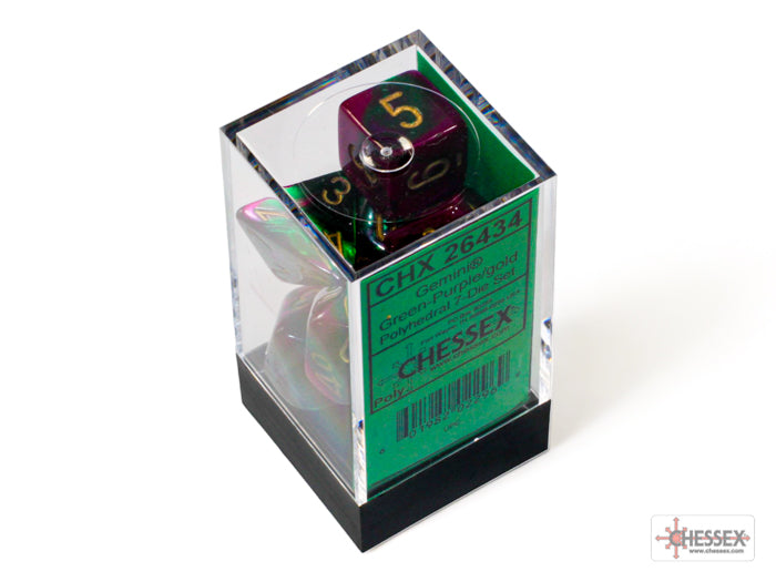 Gemini Green-Purple/gold Polyhedral 7-Dice Set