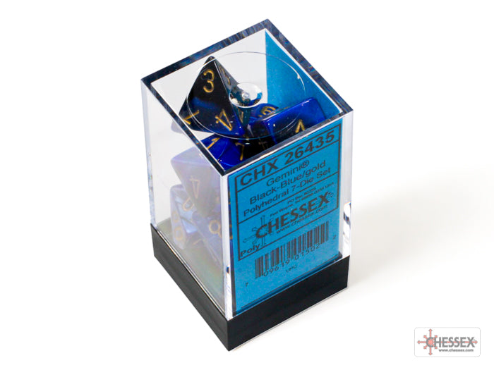 Gemini Black-Blue/gold Polyhedral 7-Dice Set