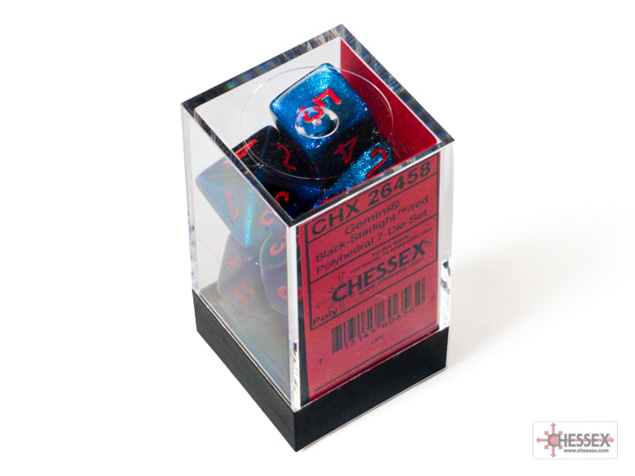 Chessex: Gemini Black-Starlight/red Polyhedral 7-Dice Set