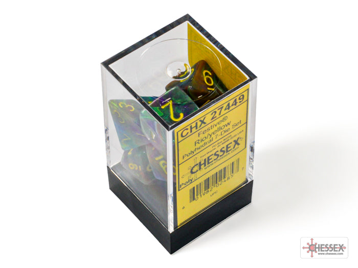Festive Rio/yellow Polyhedral 7-Dice Set