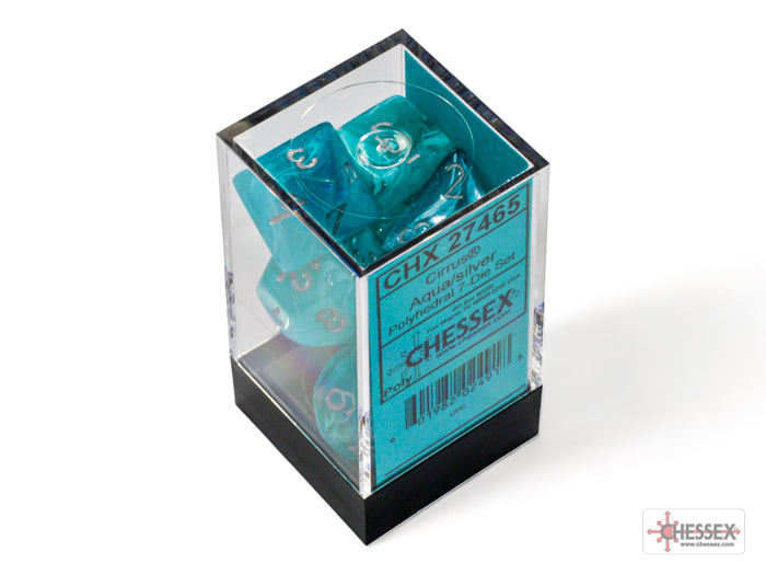 Cirrus Aqua/silver Polyhedral 7-Dice Set