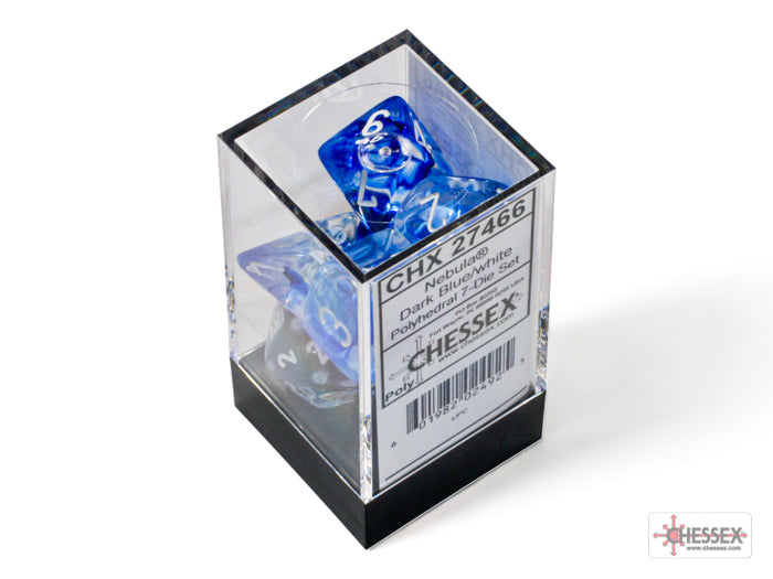 Nebula Dark Blue/white Polyhedral 7-Dice Set