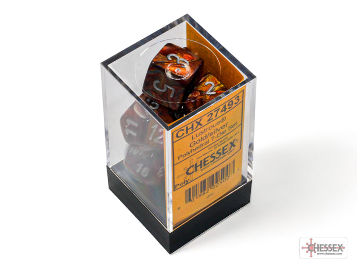 Lustrous Gold/silver Polyhedral 7-Dice Set
