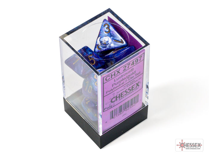 Lustrous Purple/gold Polyhedral 7-Dice Set