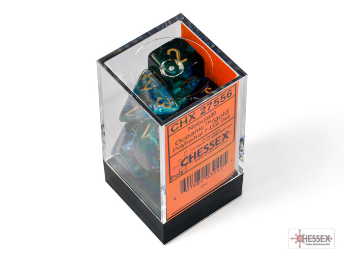 Chessex: Nebula Oceanic/gold Luminary Polyhedral 7-Dice Set