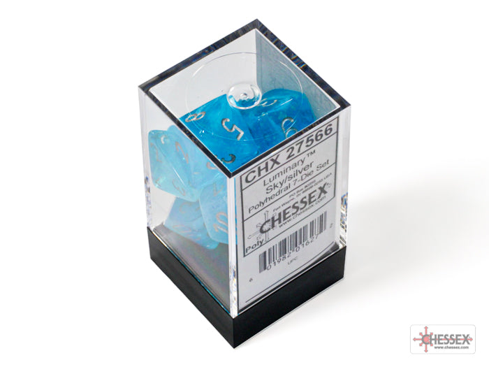 Luminary Sky/silver Polyhedral 7-Dice Set
