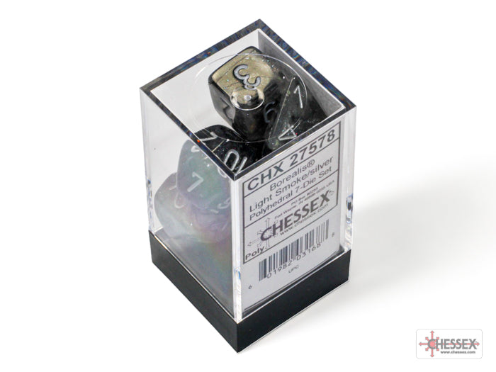 Borealis Light Smoke/silver Luminary Polyhedral 7-Dice Set