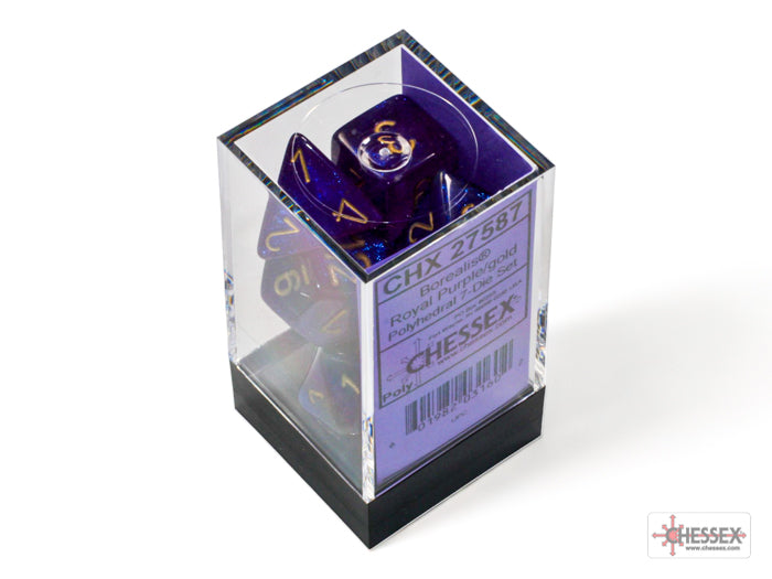 Chessex: Borealis Royal Purple/gold Luminary Polyhedral 7-Dice Set