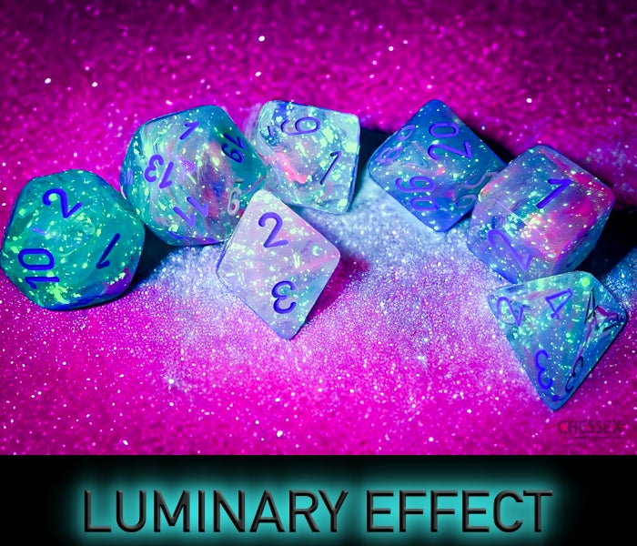 Chessex: Nebula Wisteria/white Luminary Polyhedral 7-Dice Set