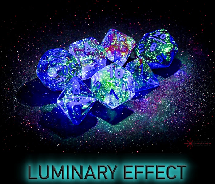Nebula Primary/blue Luminary Polyhedral 7-Dice Set