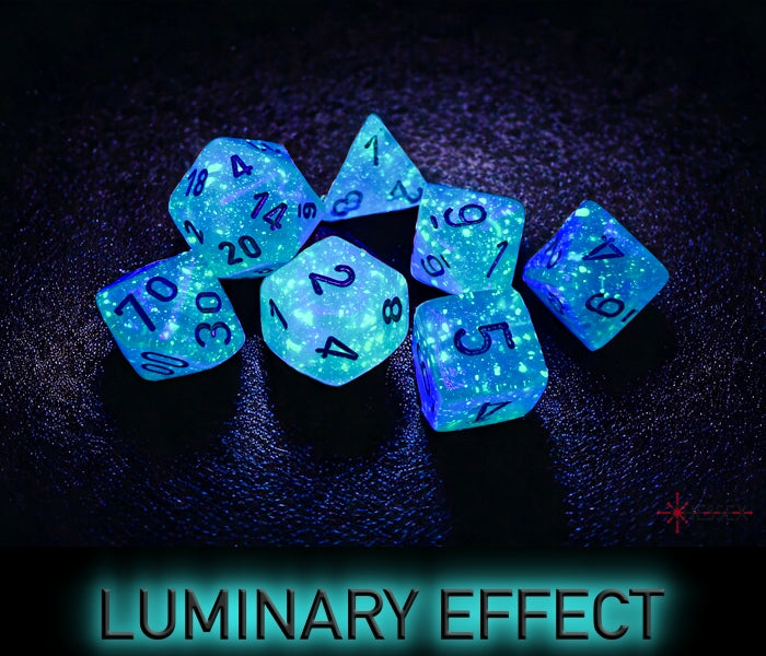 Chessex: Borealis Light Green/gold Luminary Polyhedral 7-Dice Set