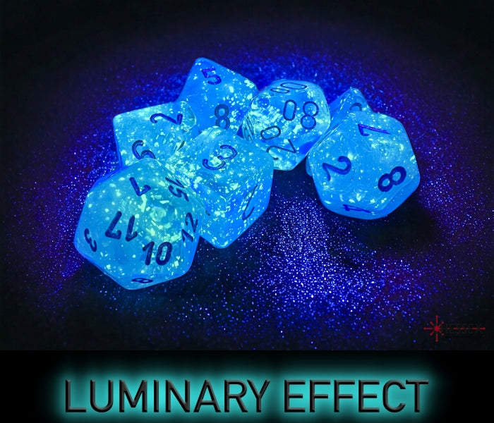 Borealis Sky Blue/white Luminary Polyhedral 7-Dice Set