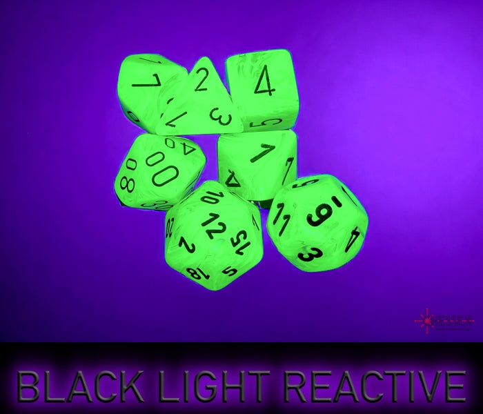 Chessex: Vortex Bright Green/black Polyhedral 7-Dice Set
