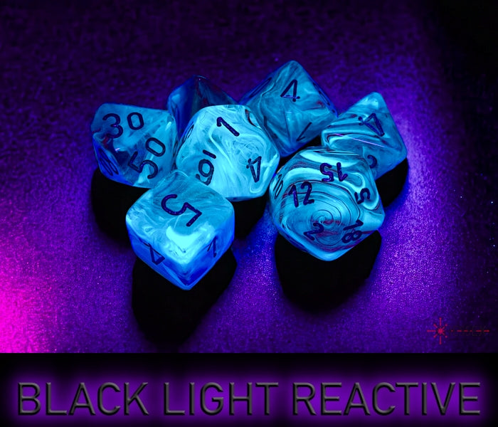 Ghostly Glow Pink/silver Polyhedral 7-Dice Set