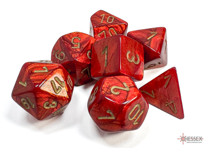 Chessex: Scarab Scarlet/gold Polyhedral 7-Dice Set