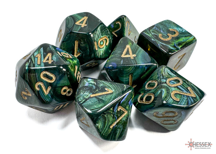 Chessex: Scarab Jade/gold Polyhedral 7-Dice Set