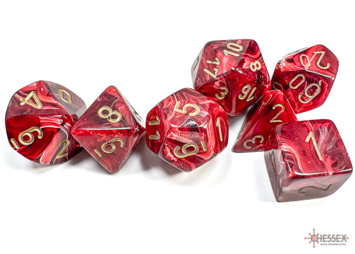 Vortex Burgundy/gold Polyhedral 7-Dice Set