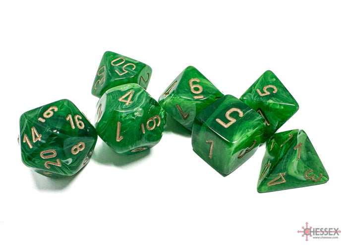 Vortex Green/gold Polyhedral 7-Dice Set