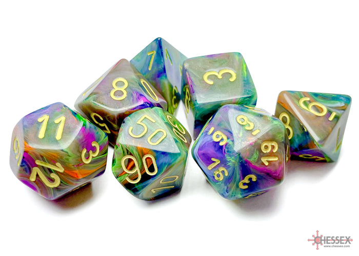 Festive Rio/yellow Polyhedral 7-Dice Set