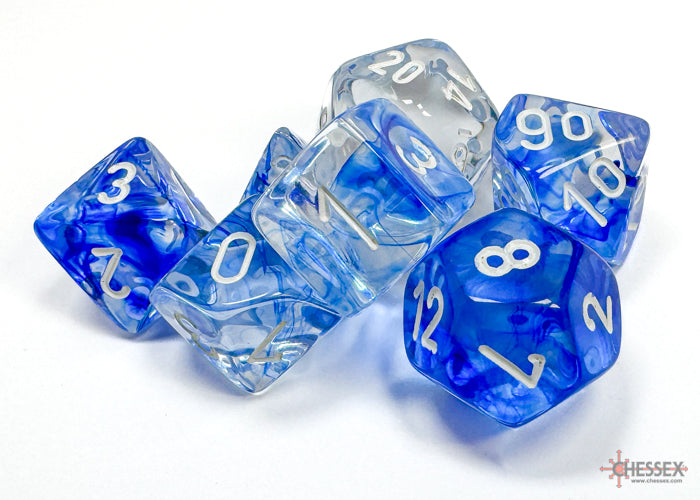 Nebula Dark Blue/white Polyhedral 7-Dice Set