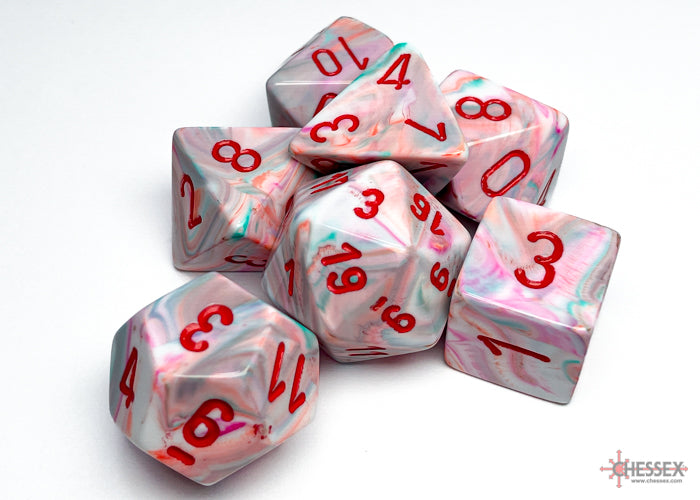 Festive Pop Art/red Polyhedral 7-Dice Set