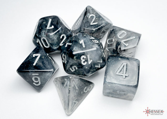Borealis Light Smoke/silver Luminary Polyhedral 7-Dice Set