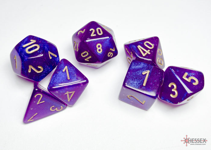 Chessex: Borealis Royal Purple/gold Luminary Polyhedral 7-Dice Set