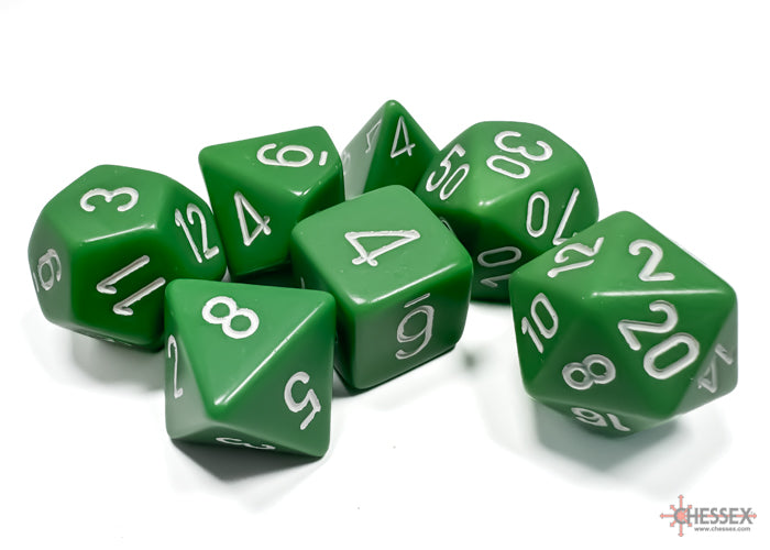 Opaque Green/white Polyhedral 7-Dice Set