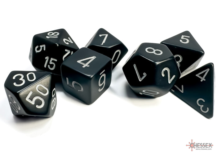 Chessex: Opaque Black/white Polyhedral 7-Dice Set