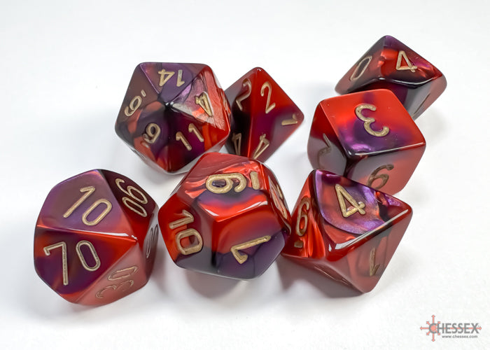 Gemini Purple-Red/gold Polyhedral 7-Dice Set